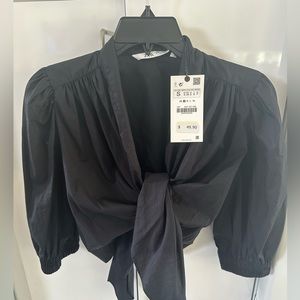 Black Zara Tied Blouse